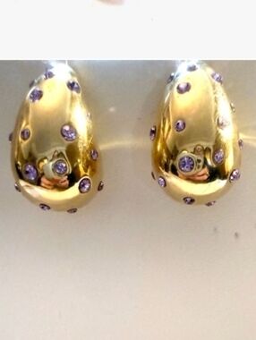 Janis Savitt Amethyst & Gold Teardrop Earrings